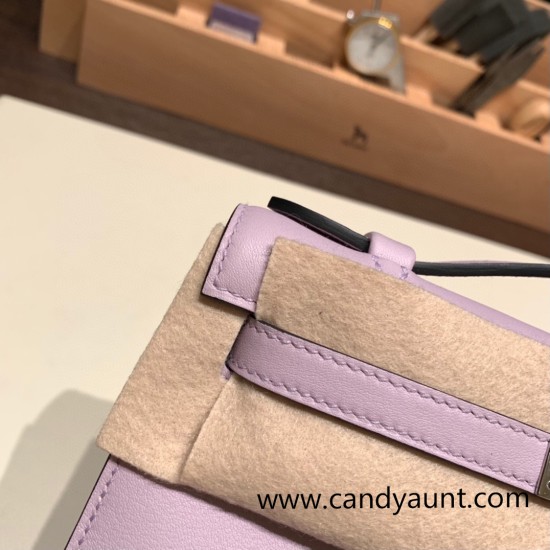 Hermes Kelly pochette swift 5H Cyclamen Silver Hardware Pochette--056 Hermes Kelly pochette swift 5H Cyclamen Silver Hardware Pochette--056