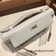 Hermes Kelly pochette swift 80 /Pearl Grey Silver Hardware Pochette--058 Hermes Kelly pochette swift 80 /Pearl Grey Silver Hardware Pochette--058