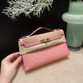 ostrich kelly pochette  94/Terre Cuite  