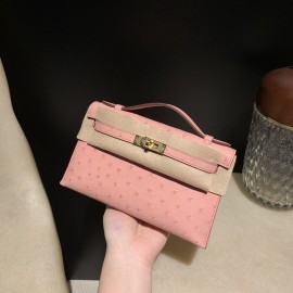 ostrich kelly pochette  94/Terre Cuite  