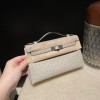 ostrich kelly pochette  4Z/Gris Mouette  