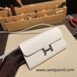 01/White (Blanc) / Silver Hardware   Full Handmade Kelly to go   epsom  