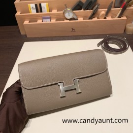 18/Étoupe Grey (Étoupe)   Silver Hardware Full Handmade Kelly to go   epsom  