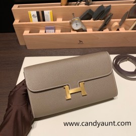 18/Étoupe Grey (Étoupe)   Gold Hardware  Full Handmade Kelly to go   epsom  