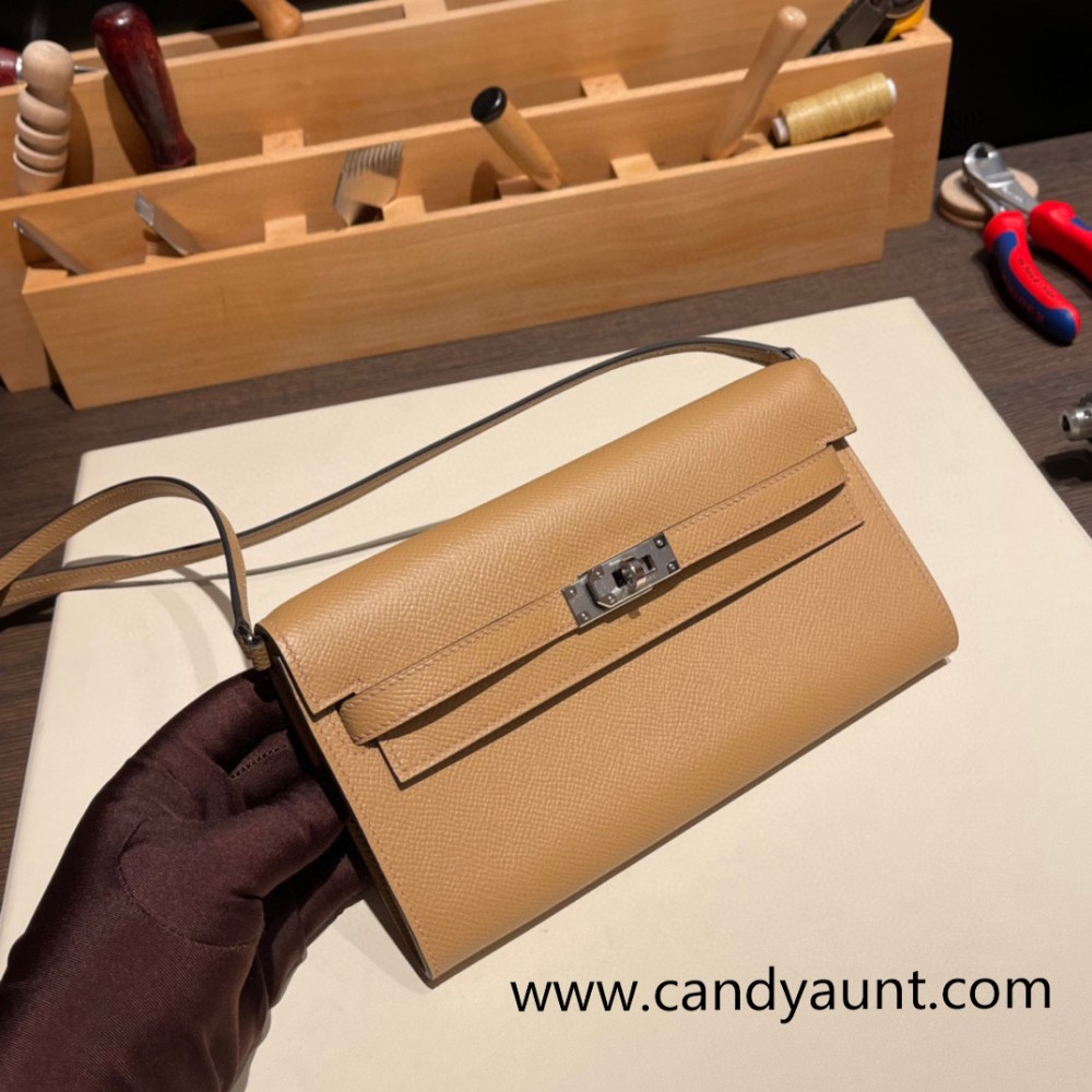  Silver Hardware   kellyto-038 Full Handmade Kelly Wallet Long To Go  epsom 