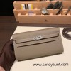 18/Étoupe Grey  Silver Hardware   Full Handmade Kelly Wallet Long To Go  epsom 