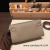 18/Étoupe Grey  Silver Hardware   Full Handmade Kelly Wallet Long To Go  epsom 