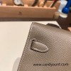 18/Étoupe Grey  Silver Hardware   Full Handmade Kelly Wallet Long To Go  epsom 