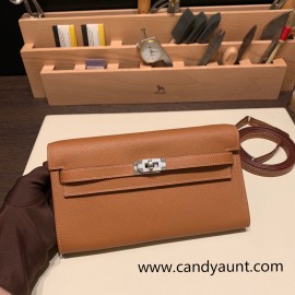 37 /Gold  Silver Hardware  Full Handmade Kelly Wallet Long To Go  epsom 