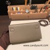  epsom  18/Étoupe Grey (Étoupe)   Gold Hardware  Full Handmade Kelly Wallet Long To Go  epsom 