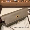  epsom  18/Étoupe Grey (Étoupe)   Gold Hardware  Full Handmade Kelly Wallet Long To Go  epsom 