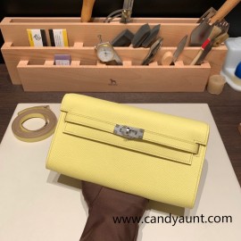  epsom  9R/Lime  Silver Hardware  Full Handmade Kelly Wallet Long To Go   epsom  