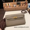  18/Étoupe Grey  Gold Hardware   Full Handmade Kelly Wallet Long To Go   epsom  