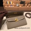  18/Étoupe Grey  Gold Hardware   Full Handmade Kelly Wallet Long To Go   epsom  