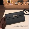  89/Black (Noir)  Silver Hardware  Full Handmade Kelly Wallet Long To Go   epsom  