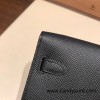  89/Black (Noir)  Silver Hardware  Full Handmade Kelly Wallet Long To Go   epsom  