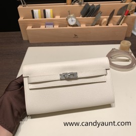 10/Craie & 1Z/Jaune Poussin  Silver Hardware   kellyto-066 Full Handmade Kelly Wallet Long To Go   epsom  