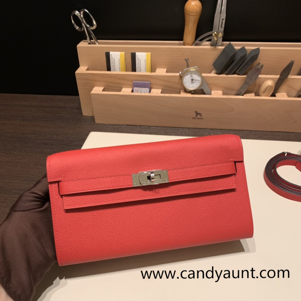 S3/Rouge Cœur   Silver Hardware  Full Handmade Kelly Wallet Long To Go   epsom  
