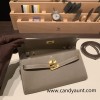  8C/Elephant Grey  Gold Hardware  Full Handmade Kelly Wallet Long To Go   epsom  