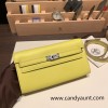  9R/Lime  ライム Silver Hardware  Full Handmade Kelly Wallet Long To Go   epsom  