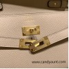  81/Gris Tourterelle  Gold Hardware    Full Handmade Kelly Wallet Long To Go   epsom  