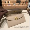  81/Gris Tourterelle  Gold Hardware    Full Handmade Kelly Wallet Long To Go   epsom  