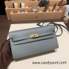  epsom  63//Vert Amande   Gold Hardware  Full Handmade Kelly Wallet Long To Go   epsom  