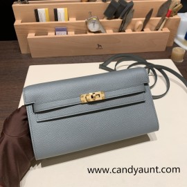  epsom  63//Vert Amande   Gold Hardware  Full Handmade Kelly Wallet Long To Go   epsom  