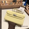  1Z/Jaune Poussin   Silver Hardware   Full Handmade Kelly Wallet Long To Go   epsom  