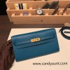  Chevre W0/Vert Bosphore   Gold Hardware  Full Handmade Kelly Wallet Long To Go   epsom  