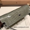  81/Gris Tourterelle   Silver Hardware   Full Handmade Kelly Wallet Long To Go   epsom  