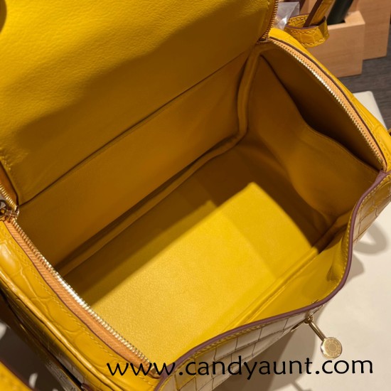 Hermes Lindy 26cm Crocodile Gold Hardware lindy26-001 Hermes Lindy 26cm Crocodile Gold Hardware lindy26-001