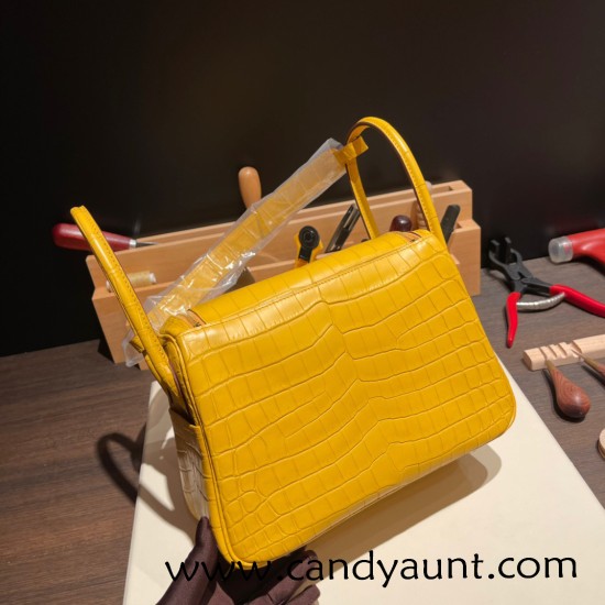 Hermes Lindy 26cm Crocodile Gold Hardware lindy26-001 Hermes Lindy 26cm Crocodile Gold Hardware lindy26-001