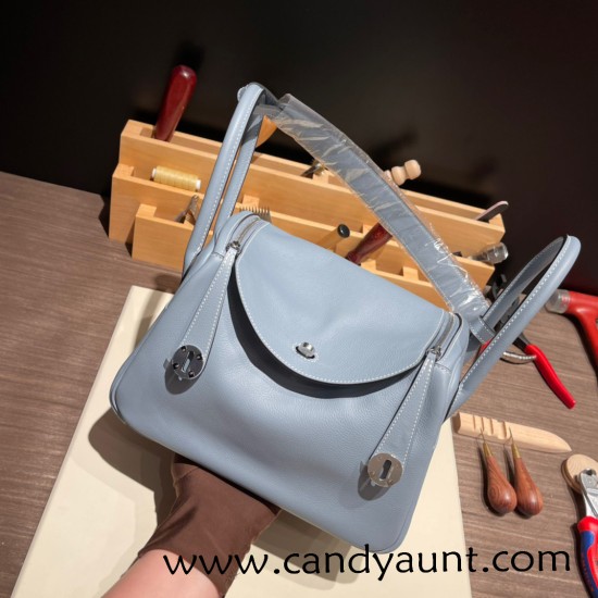 Hermes Lindy 26cm evercolor J7 /Blue Lin Silver Hardware lindy26-002 Hermes Lindy 26cm evercolor J7 /Blue Lin Silver Hardware lindy26-002
