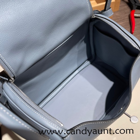 Hermes Lindy 26cm evercolor J7 /Blue Lin Silver Hardware lindy26-002 Hermes Lindy 26cm evercolor J7 /Blue Lin Silver Hardware lindy26-002