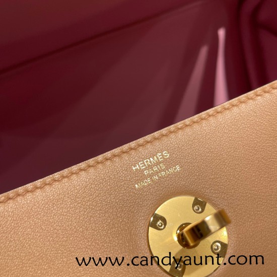 Hermes Lindy 26cm evercolor 0M/Chai Gold Hardware lindy26-004 Hermes Lindy 26cm evercolor 0M/Chai Gold Hardware lindy26-004