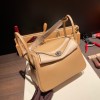 Hermes Lindy 26cm evercolor 0M/Chai & X9 /Mauve Sylvestre Silver Hardware lindy26-005