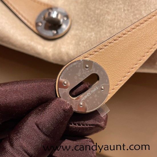 Hermes Lindy 26cm evercolor 0M/Chai & X9 /Mauve Sylvestre Silver Hardware lindy26-005 Hermes Lindy 26cm evercolor 0M/Chai & X9 /Mauve Sylvestre Silver Hardware lindy26-005