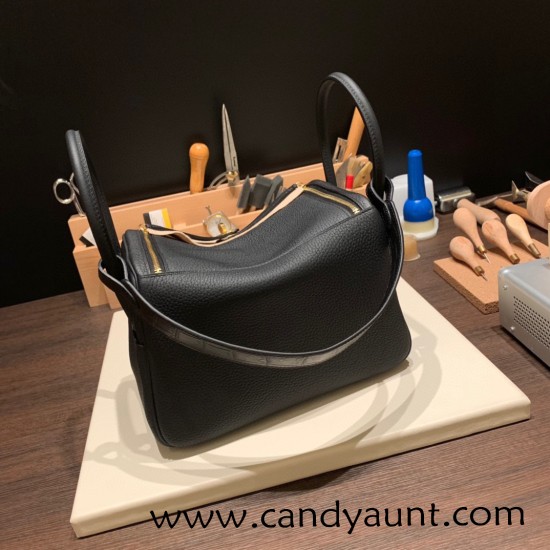 Hermes Lindy 26cm swift 89 /Black Gold Hardware lindy26-008 Hermes Lindy 26cm swift 89 /Black Gold Hardware lindy26-008