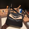 Hermes Lindy 26cm Clemence 89/ Black (Noir) Silver Hardware lindy26-011