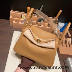 Hermes Lindy 26cm Clemence 4B /Biscuit Gold Hardware lindy26-014