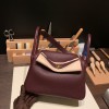 Hermes Lindy 26cm Clemence 0G /Rouge Sellier   Gold Hardware lindy26-016