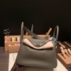 Hermes Lindy 26cm Clemence 8F /Etain Silver Hardware lindy26-031