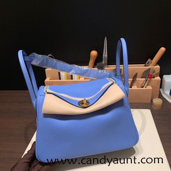 Hermes Lindy 26cm Clemence 2T /Blue Paradise Gold Hardware lindy26-036 Hermes Lindy 26cm Clemence 2T /Blue Paradise Gold Hardware lindy26-036