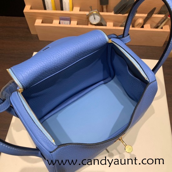 Hermes Lindy 26cm Clemence 2T /Blue Paradise Gold Hardware lindy26-036 Hermes Lindy 26cm Clemence 2T /Blue Paradise Gold Hardware lindy26-036
