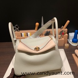 Hermes Lindy 26cm Clemence 80 /Pearl Grey Gold Hardware lindy26-038
