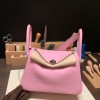 Hermes Lindy 26cm Clemence X9 /Mauve Sylvestre Silver Hardware lindy26-040