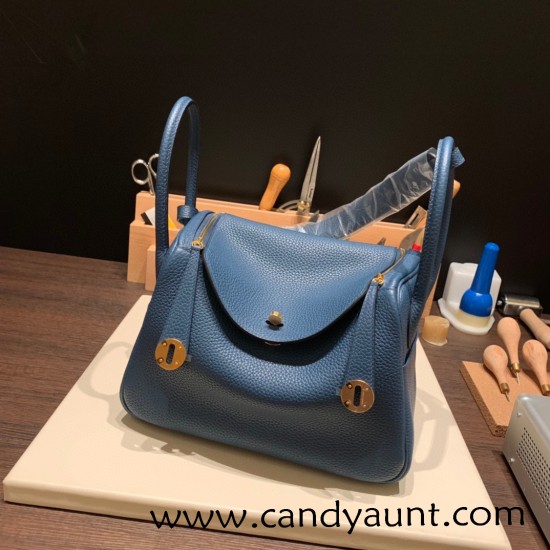 Hermes Lindy 26cm Clemence S4/ Deep Blue lindy26-046 Hermes Lindy 26cm Clemence S4/ Deep Blue lindy26-046