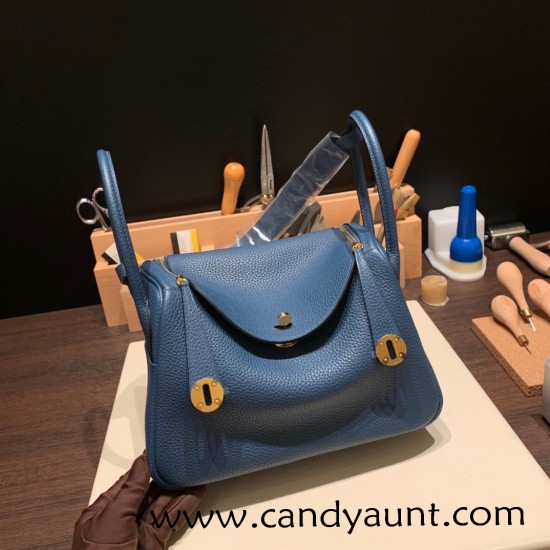 Hermes Lindy 26cm Clemence S4/ Deep Blue lindy26-046 Hermes Lindy 26cm Clemence S4/ Deep Blue lindy26-046