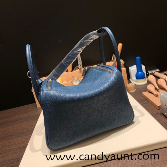 Hermes Lindy 26cm Clemence S4/ Deep Blue lindy26-046 Hermes Lindy 26cm Clemence S4/ Deep Blue lindy26-046
